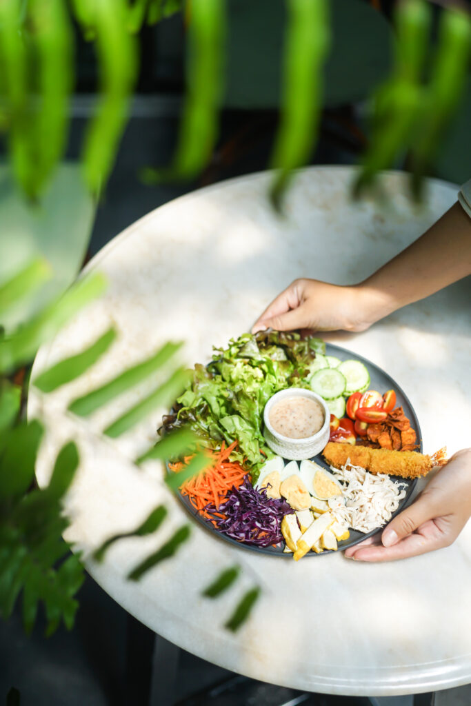 Fresh vegetable salad, healthy food, non-toxic tomatoes, cucumbe